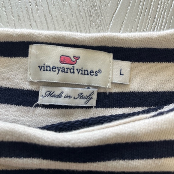 Vineyard Vines Striped Nautical Top Women’s Size L Eyelet Lace Hem Coastal Prep - Picture 3 of 7